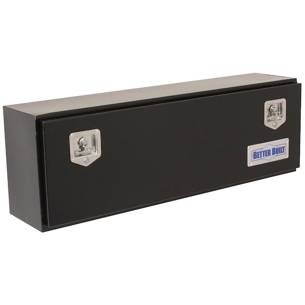 TOP MOUNT, BLACK STEEL TRUCK TOOL BOX 60INLX12INWX16INH SINGLE DOOR